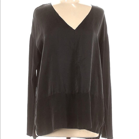 NWT GO SILK BLACK LONG SLEEVE TOP - Picture 1 of 4